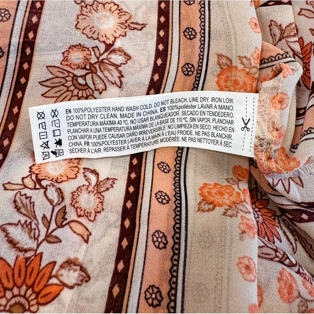 FOREVER 21 NWOT Sheer chiffon boho duster robe in a vintage print size SMALL - Picture 8 of 8